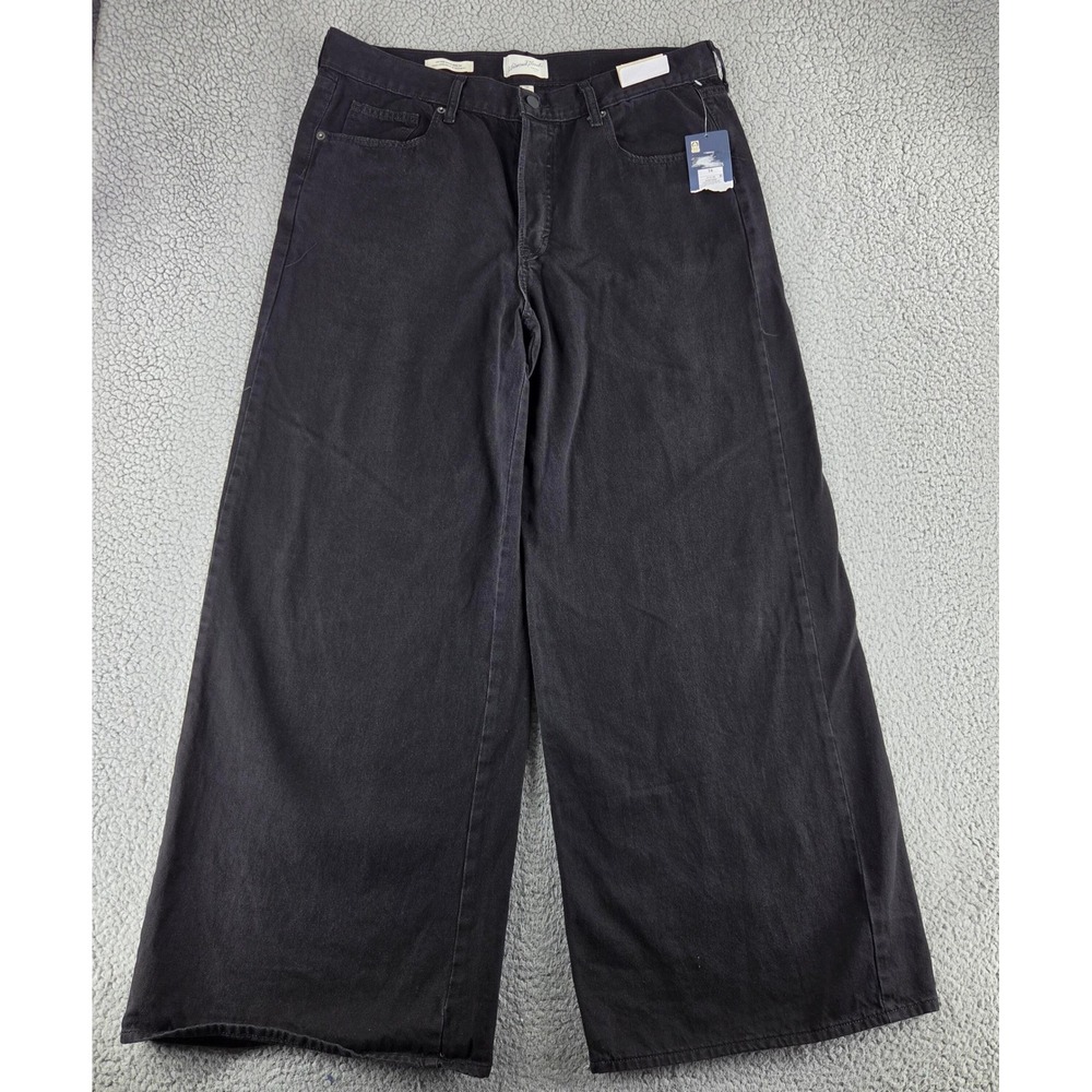 Universal Thread Super Wide Leg Jeans Womens 14 Black Mid Rise Denim Cotton‎